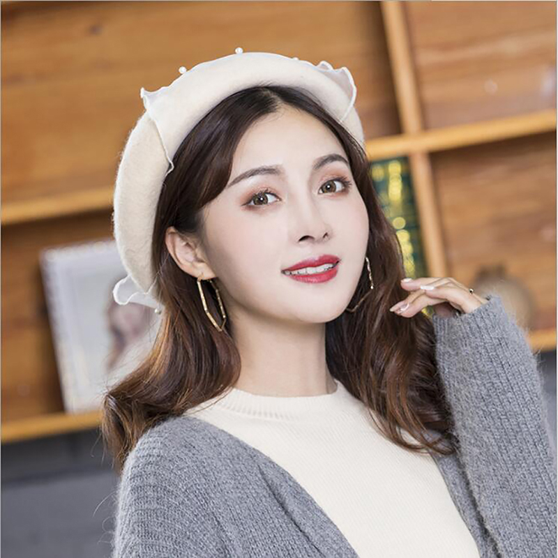 

New Arrival Auttum Winter Hats Vintage Warm Wool Winter Women Beret French Artist Beanie Hat Cap For Women, Khaki