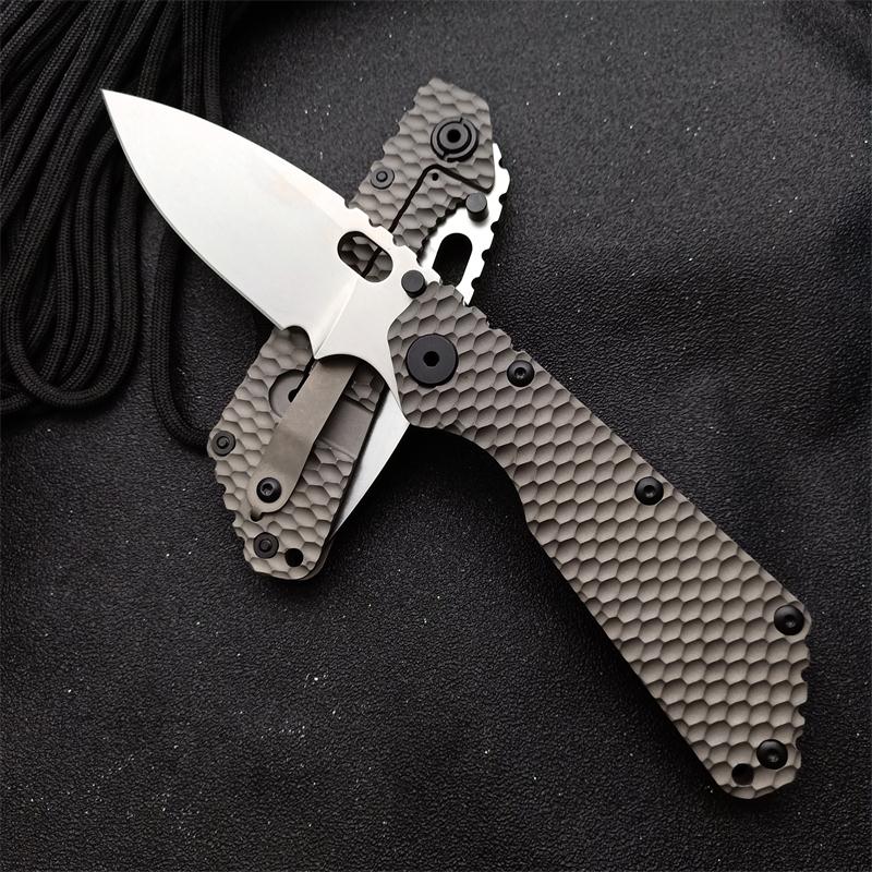 

High Quality Folding Knives Strider SMF Ball Bearing Pocket Knife Titanium Handle D2 blade Utility Camping Knife Tactical Surrival knives