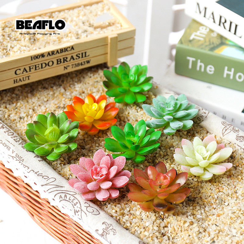 

Lovely Artificial Plants Fake Succulents Flowers Mini Bonsai Potted Simulation Succulents Green For Home Garden Decor, Orange