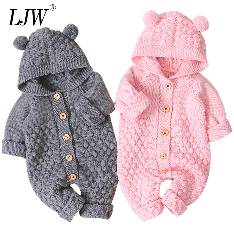 

Baby Girls Clothes Newborn autumn Winter Rompers Infant Hooded Costume knitting Cashmere Toddler Romper 3-24 M boys Romper, As picture