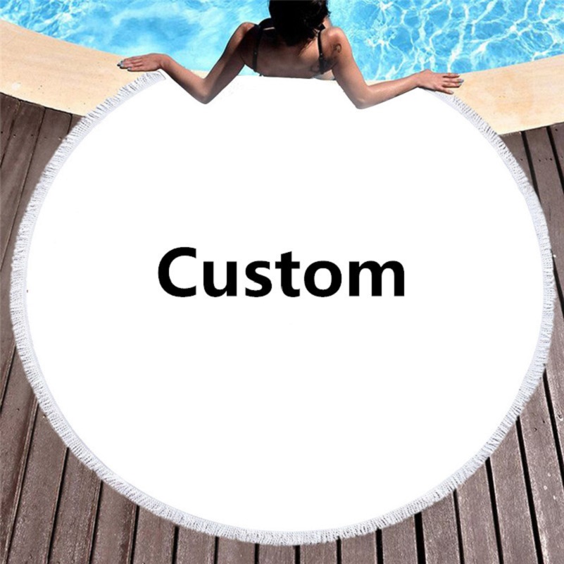 

Custom Microfiber Round Beach Towel Yoga Mat Sunscreen Shawl Wrap Mat Picnic with Tassels and Without Tassels 150cm Home Customization, Subscribe box