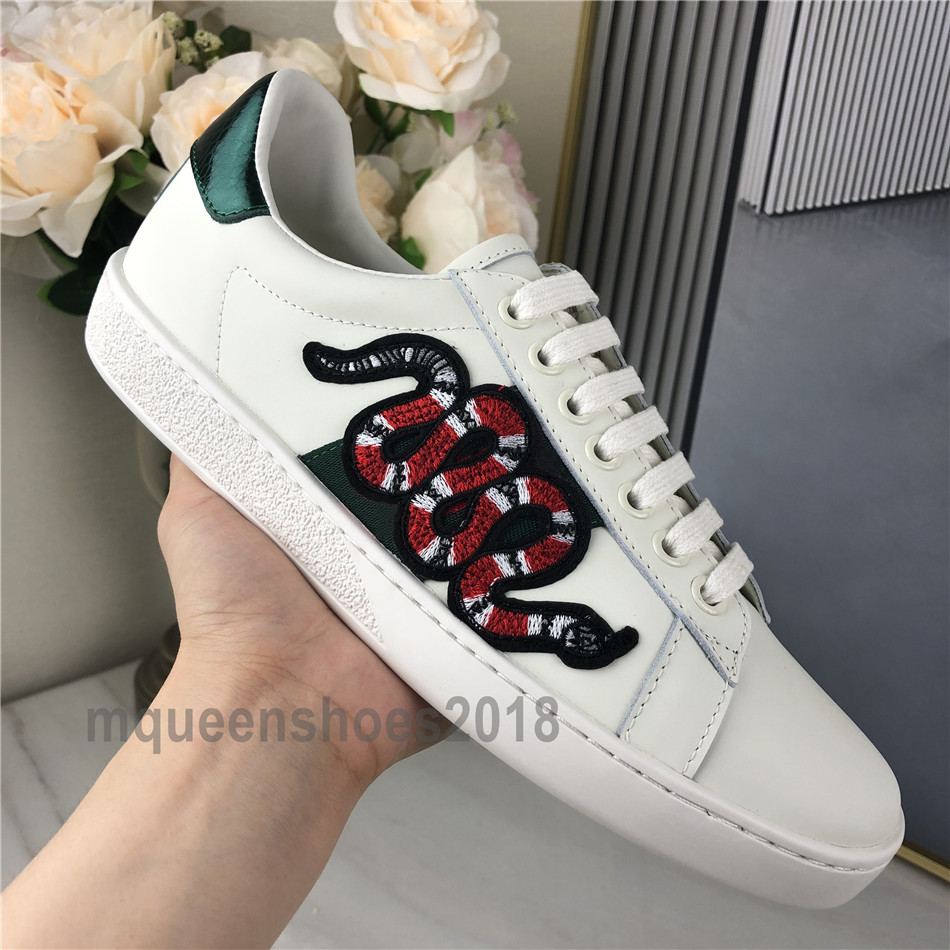 

Best Quality Men Women Sneaker Casual Shoes Chaussures Low Top Leather Sneakers Ace Bee Stripes Shoe Embroidery Snake Sports Trainers Scarpe, Color g