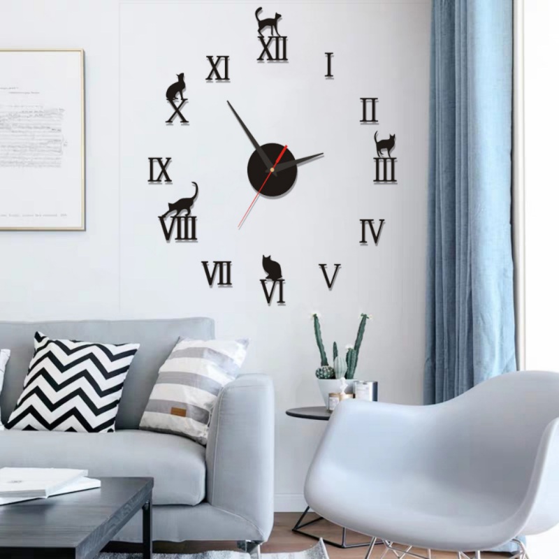 

Promotion Of New Style Black Silver Gold DIY Wall Clock Atmospheric Wall Stickers Home Decoration Mirror Effect Simple Style 3d