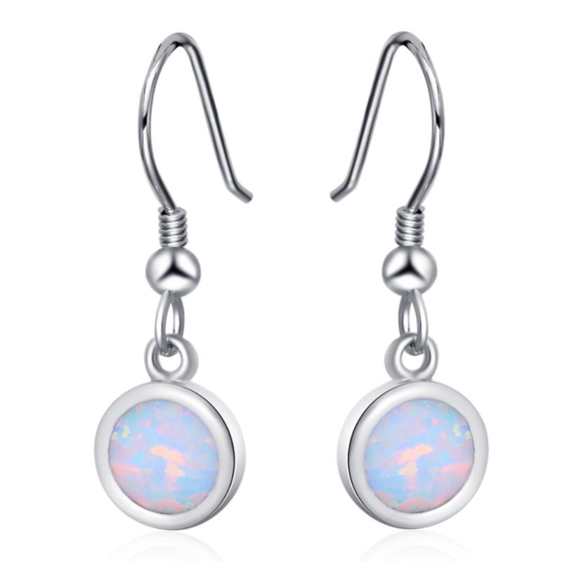 

ROLILASON fashion high-end 925 silver stamped white opal earrings wedding gift for women OE782