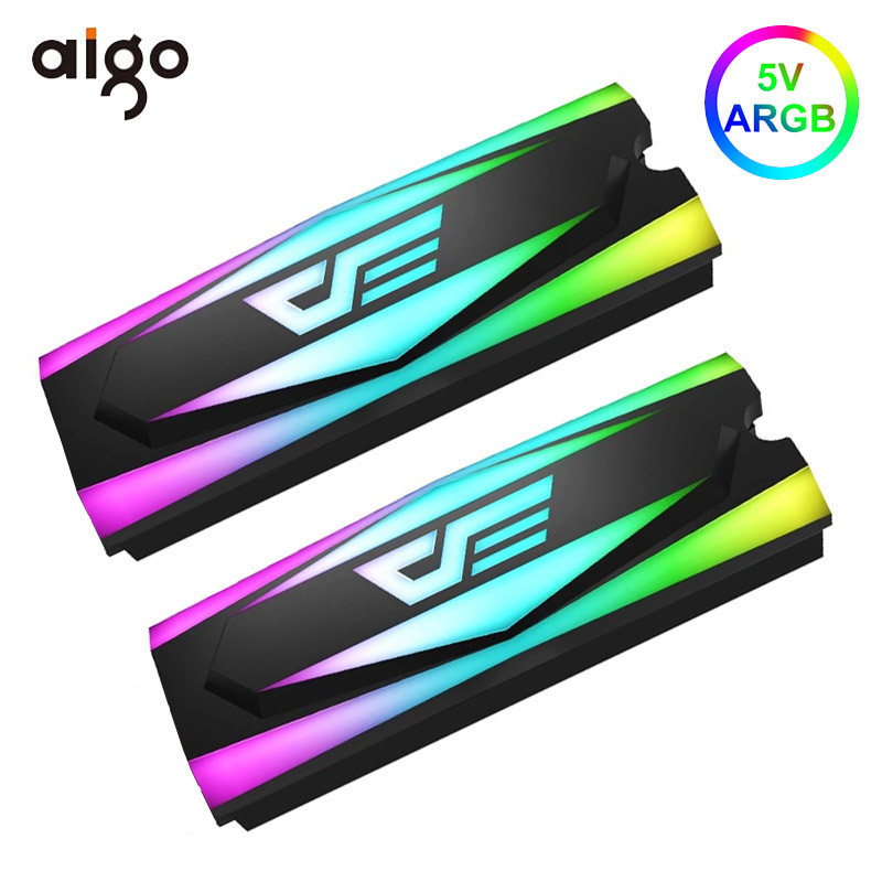 

Aigo SSD Heatsink Cooler 5V A-RGB Heat Sink M.2 2280 Solid State Hard Disk Radiator Passive Heat Dissipation Aluminum Cooling