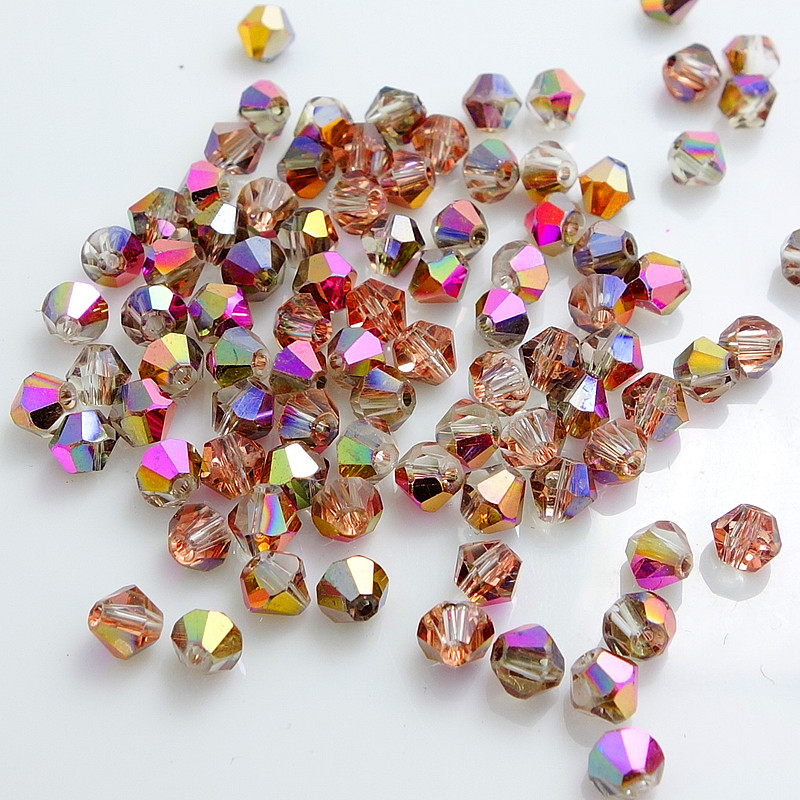 

Wholesale hot crystal glass 5301 # loose spacer bicone Beads 3mm 4mm 6mm Half rose copper