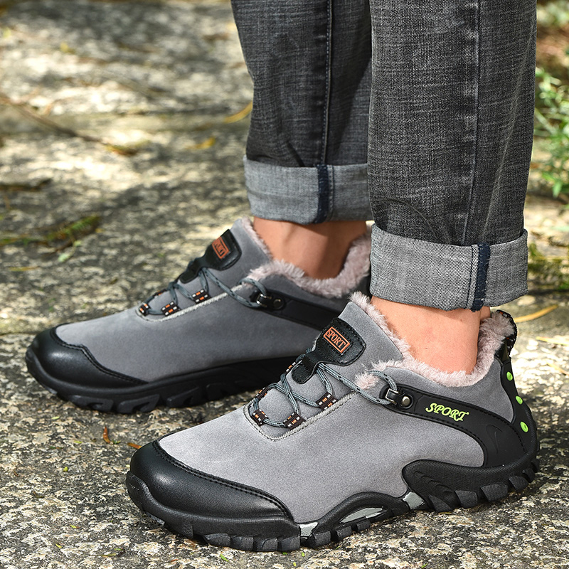 

Ankle Boots Winter Boots New Solid Color Men Snow Plush Inside Casual Shoes Anti Skid Bottom Warm Waterproof Ski Shoes, Black