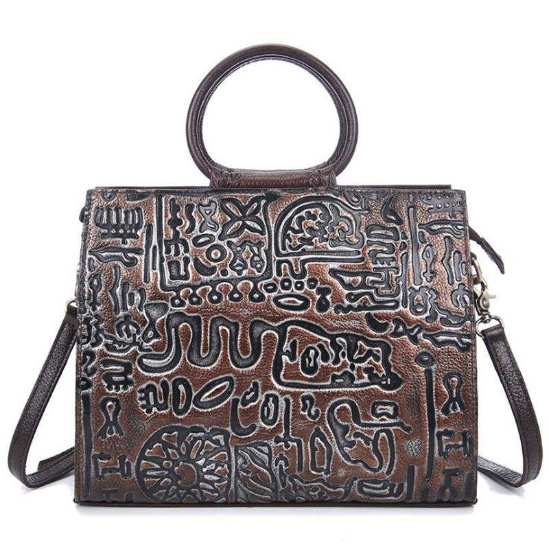 

New style retro high quality women's handbag Female handmade trend shoulder bag Head layer leather lady buy for mother tote bags, Color same picture