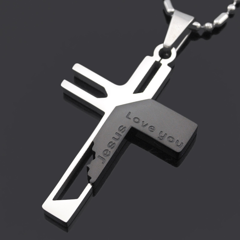 

ATGO Christmas Gift Mens Jewelry Love you Jesus Cross Pendants, High Quality Women 316L Stainless Steel Pendant Necklace BP701