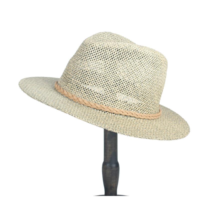 

17 Stlye Raffia Straw Summer Women Men Travel Beach Sun Hat Elegant Lady Fedora Wide Brim Panama Sunbonnet Sunhat Size 56-58CM, Color 13