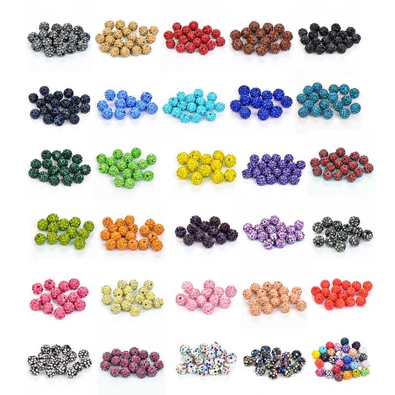

50pcs 10MM Beads Crystal Disco Ball Beads Spacer bracelet Crystal Clay 33 Color