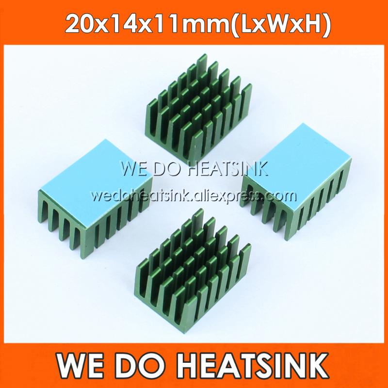 

WE DO HEATSINK Green Anodize 20x14x11mm Aluminum Network Routers Chip Heat Sinks Radiator Cooler With Thermal Pad