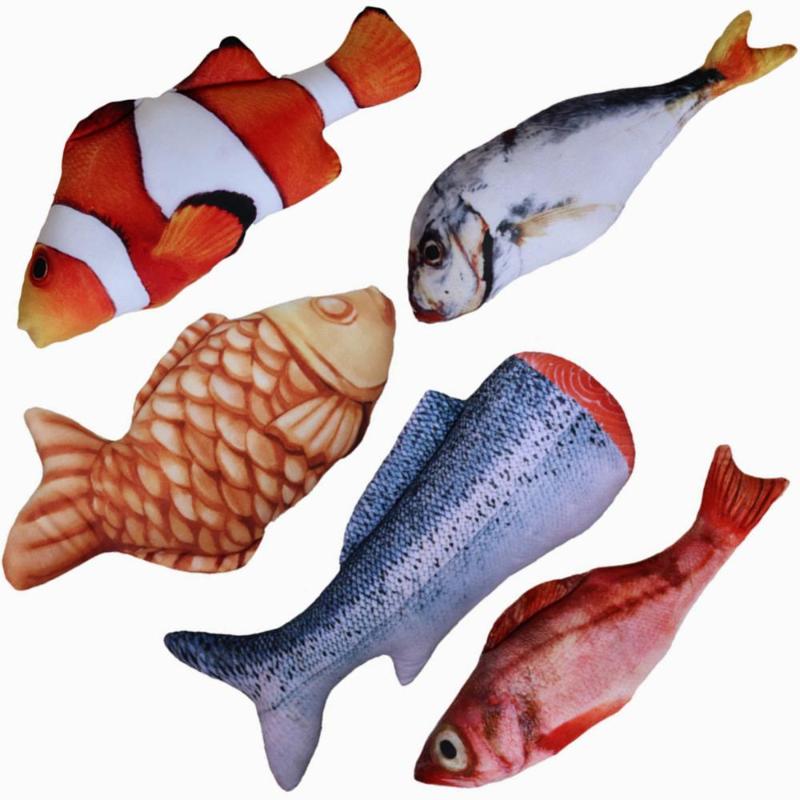 

Plush Catnip Fish Toy for Cat Pet Chew Mint Fish Toys Pillow Cat Scratch Board Scratching Post 2 Size