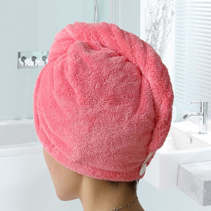 

Towel Women's Bathroom Coral Fleece Absorbent Quick-drying Textile Velvet Fabric Solid Color Hair Bath Dry Cap, Purple