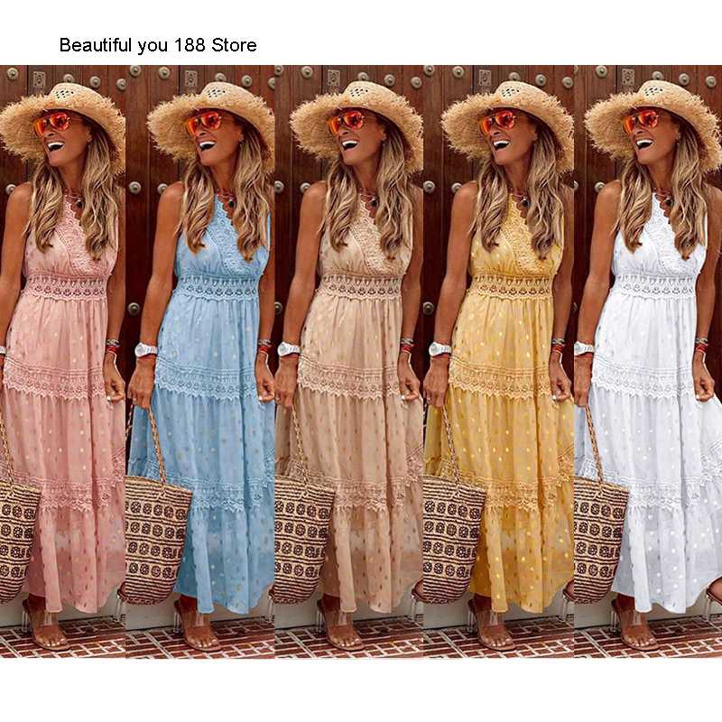 

new women' summer sexy deep V sleeveless chiffon dress stitching Medium-length dress, Pink