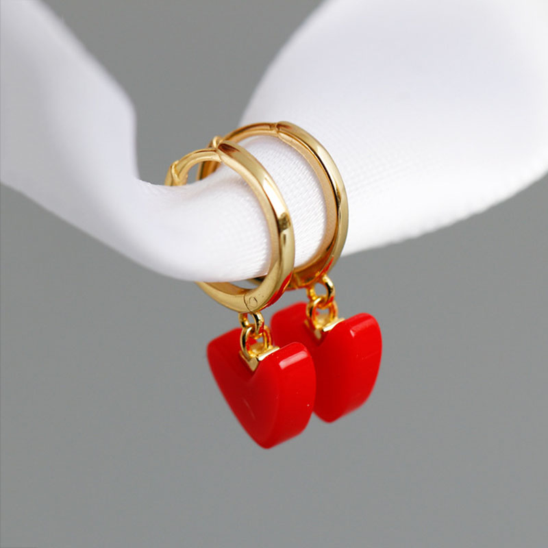 

Red Heart Romantic 925 Sterling Silver Hoop Earrings For Women/Girls/Wife Wedding Party Gifts Fashion Fine Jewelry 2020 New