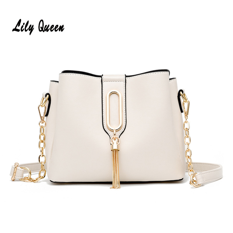 

Lily Queen Women Bucket Bag Chain Leather Crossbody Messenger Bag for Ladies Fashion Designer Bags Shoulder Major, Beige