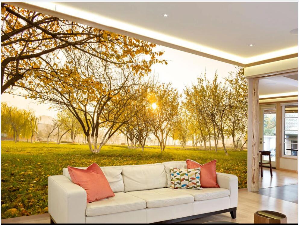 

3d wallpaper custom photo mural on the wall Beautiful natural fresh woods sunshine home decor living room wallpaper for walls 3 d, Non-woven wallpaper