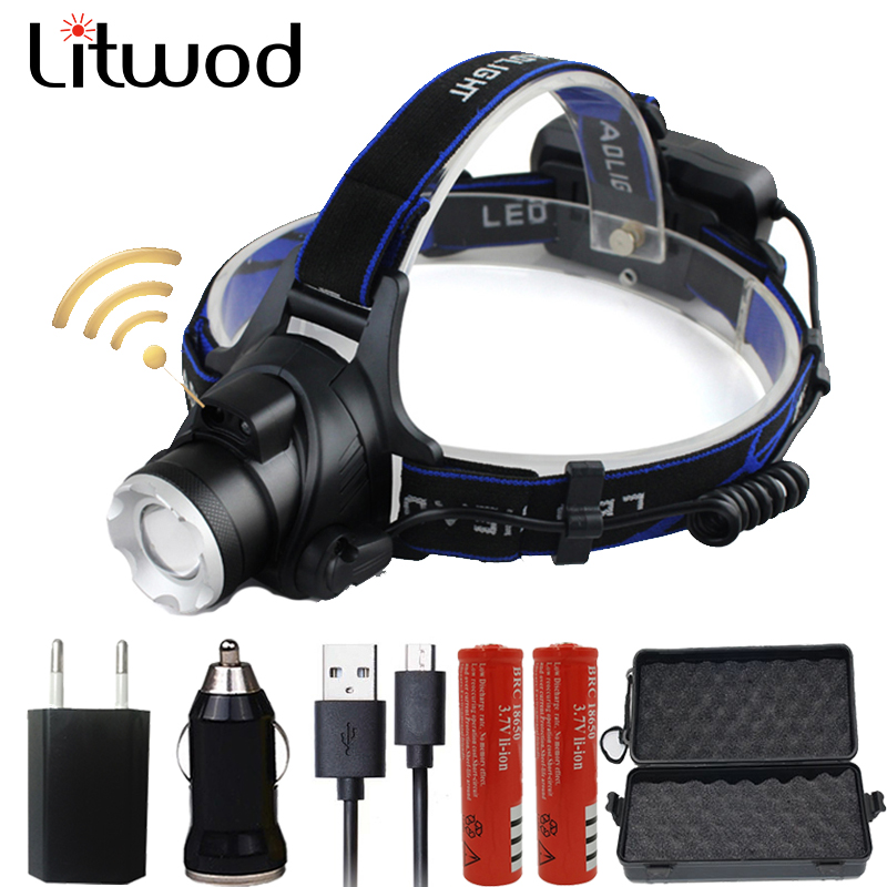 

Litwod Z20568-B XM-L2 U3 Sensor LED headlamp Headlight Aluminum zoom head torch adjustable led head lamp front light