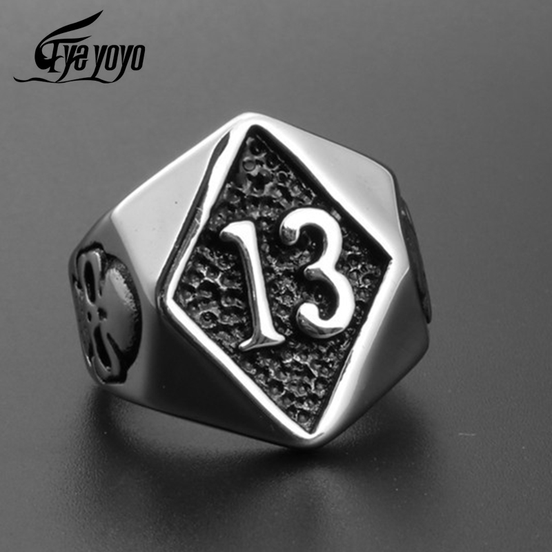 

EyeYoYo NO 13 Skull Ghost Head Rings Male Stainless Steel Jewelry #8~#13