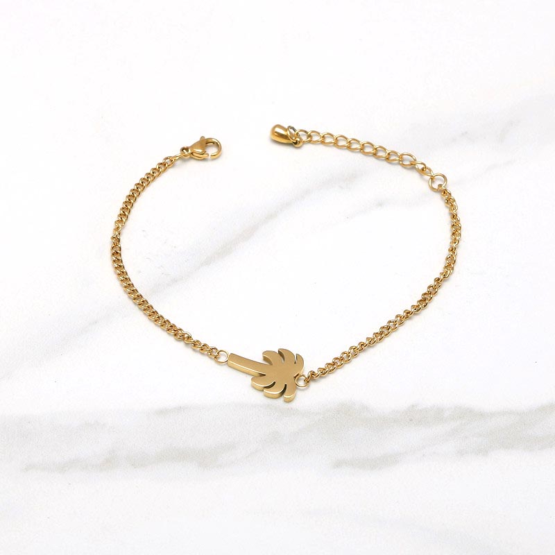 

Charm Bracelets Palm Tree Bracelet Stainless Steel Silver Color/Gold/Rose Gold Finishing Polish Pendant Bangle As Women Gift