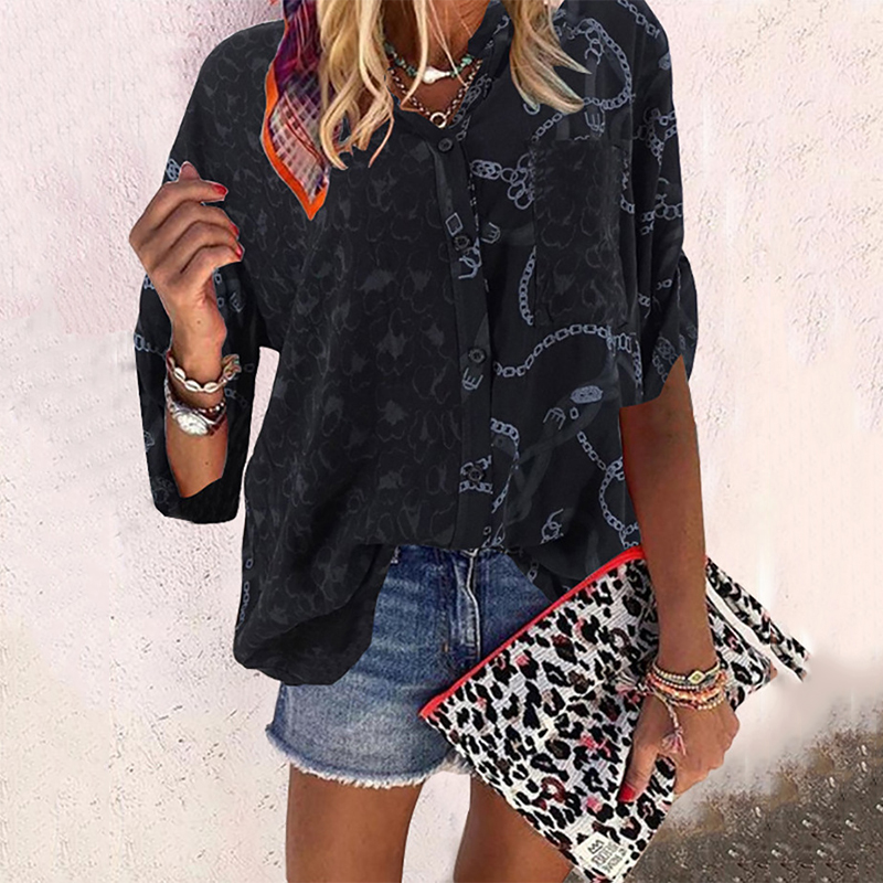

Oversize Leopard Patchwork Shirts Sping Autumn Womens Blouse Tops Long Sleeve Loose Shirts Femme Street Plus Size Blouses, Ly2008041 black