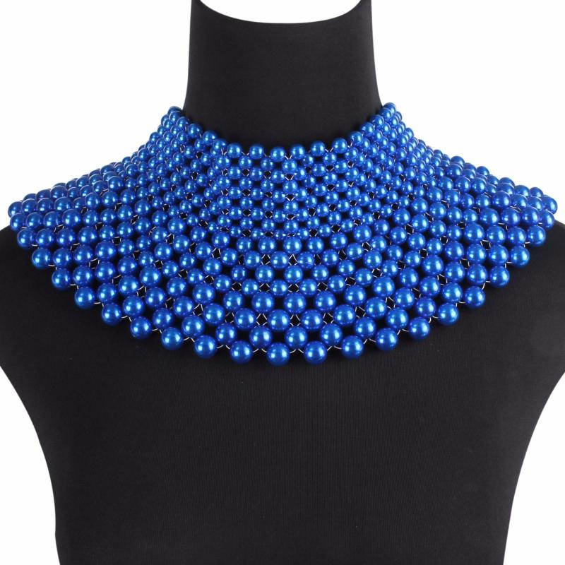 

New fashion statement layered beads dedicated to the new big exaggerated party banquet dress chain necklace false collar
