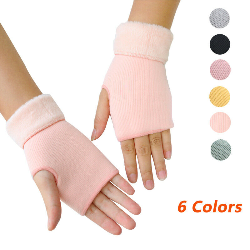 

Women Winter Half Finger/Fingerless Gloves Wrist Arm Hand Warmer Knitted Mittens