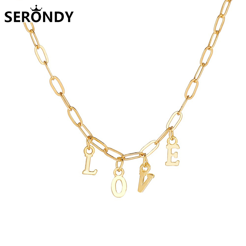 

Alloy English Letter Love Pendant Choker Necklace For Women Neck Gift 2020 New Trend Chains Jewelry Friends Aesthetic XL10363