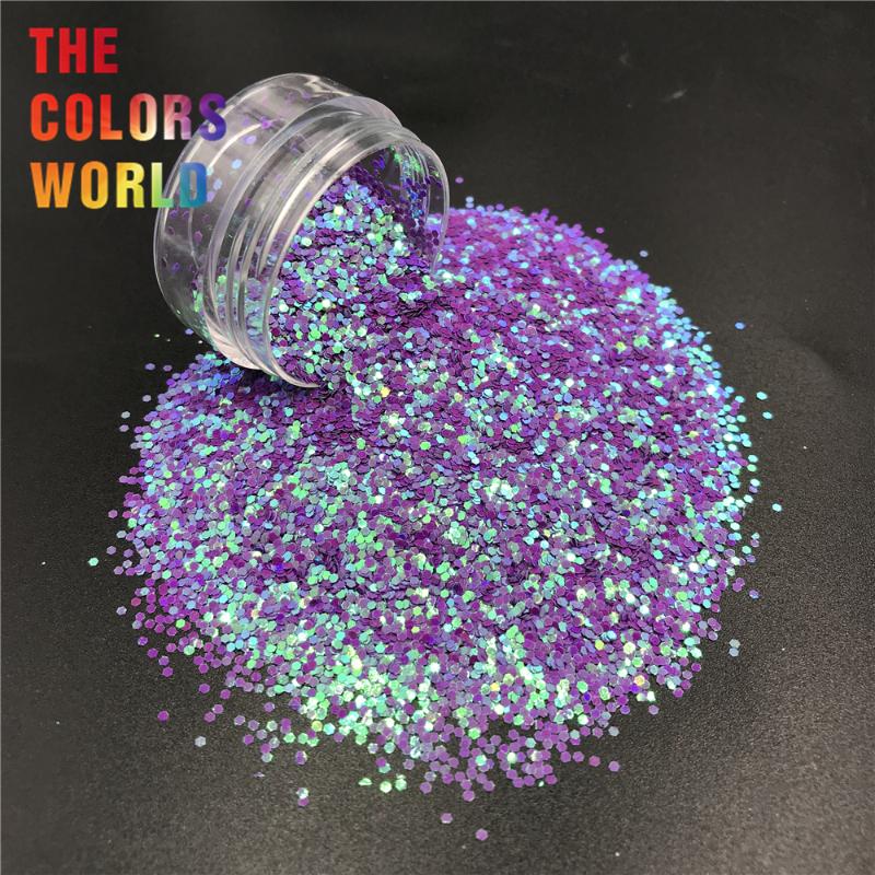 

TCI06 Pearlescent Iridescent Dark Purple Color Hexagon Shape Nail Glitter Nail Art Decoration Gel Makeup DIY Accessorie