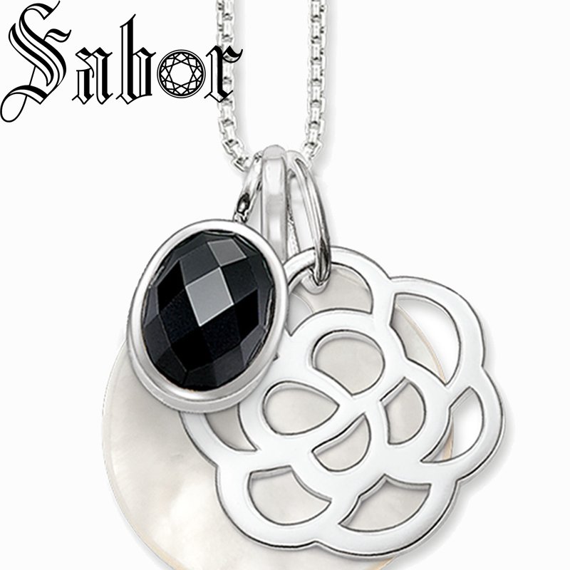 

Chains Rose Ornament Link Chain Pendant Necklace Nice European Jewelry In Silver Color With Zircon Gift