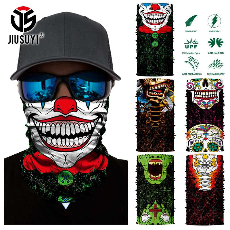 

3D Seamless Magic Bandana Joker Clown Ghost Skull Tube Neck Warmer Face Mask Head Scarf Headband Headwear Snowboard Halloween