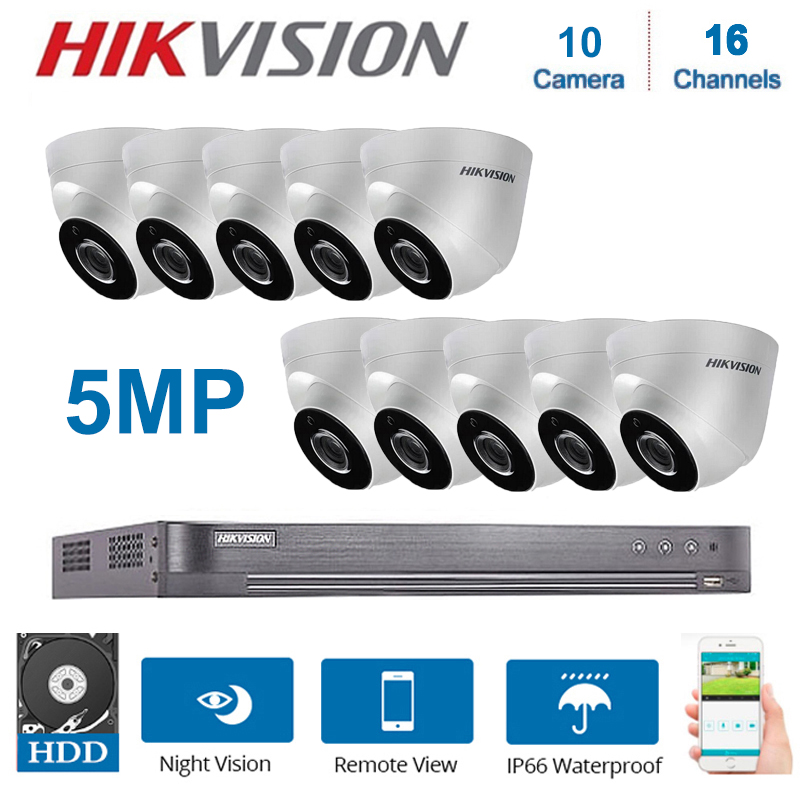 

Hikvision 16Channels DVR Video Surveillance with 10pcs 5MP Dome Camera Security Night Vision Indoor CCTV Security System Kits