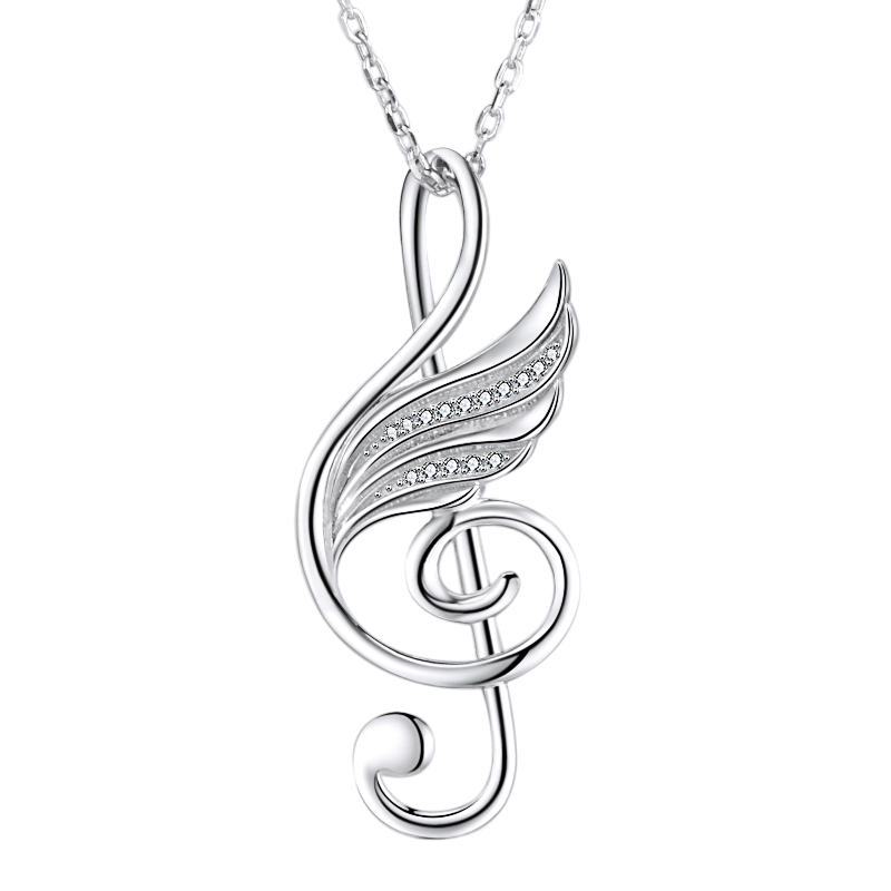 

XiaoJing new design romantic Clear Zircon music Note pendant chains necklace fashion jewelry for women Party gifts free ship