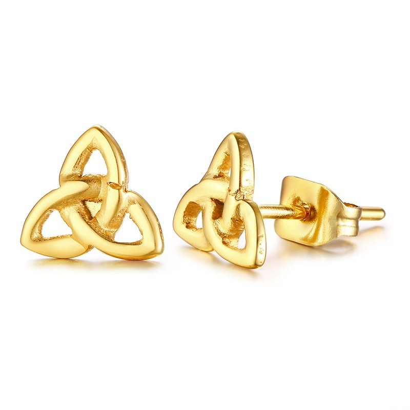

Women's Celtic Golden Stainless Steel Stud Earrings