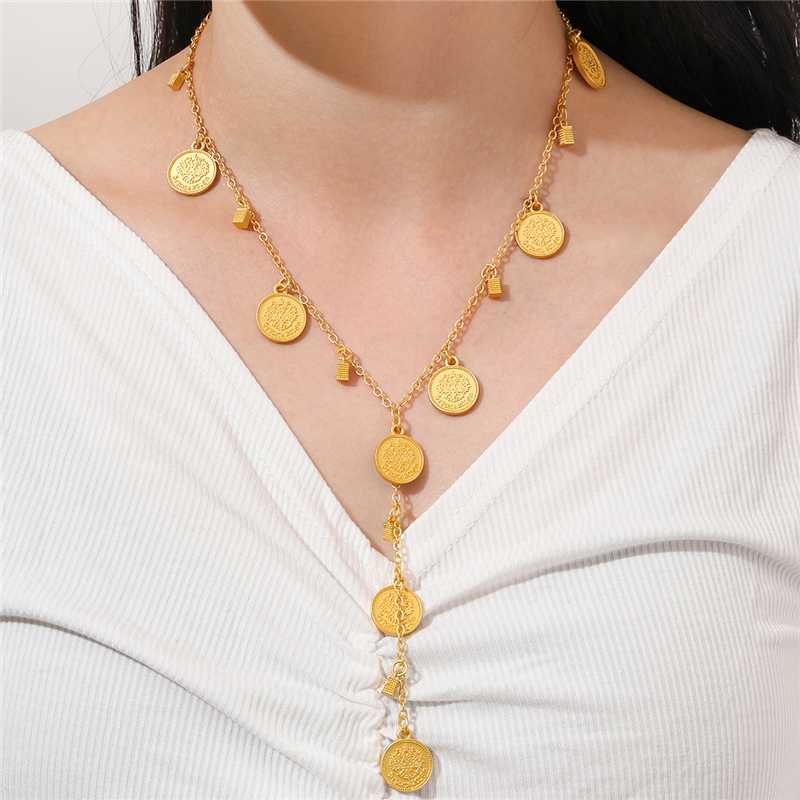 

Bohemia Style Jewelry Gold Women Coin Tassel Pendant Necklace Pendant On Neck Choker Gold Color Necklace