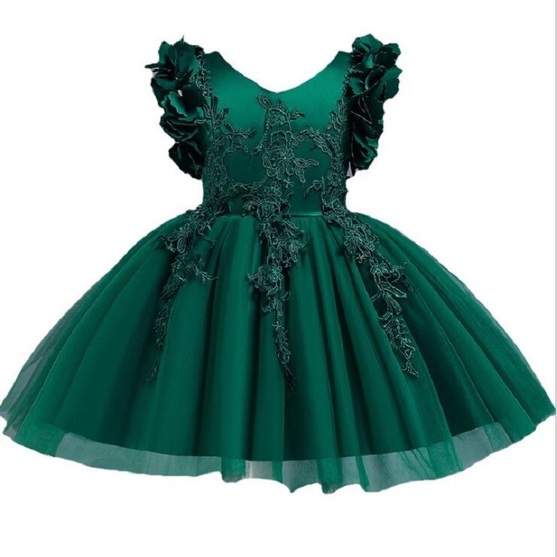 

NEW 3-12YRS Flower Girl Dress Embroidery Tull Wedding Kids Boutique 2017 Summer Princess Party Dresses Kids Clothes, Wine red