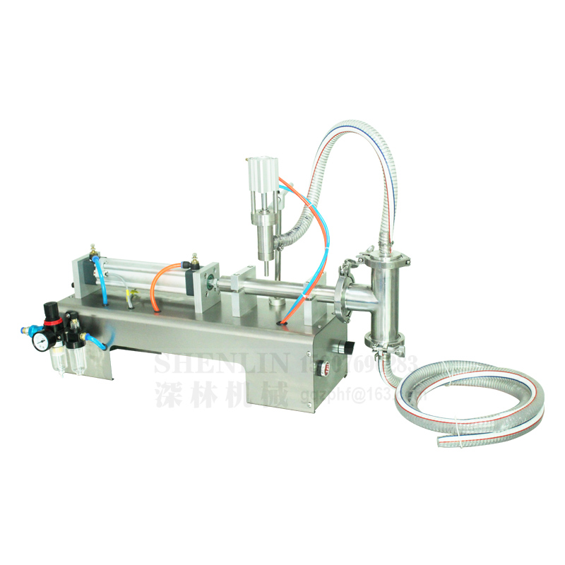 

Filling machine liquid filler pneumatic 0.6MPa 100/300/500ml water bottle filling machine sauce packaging beverage filler