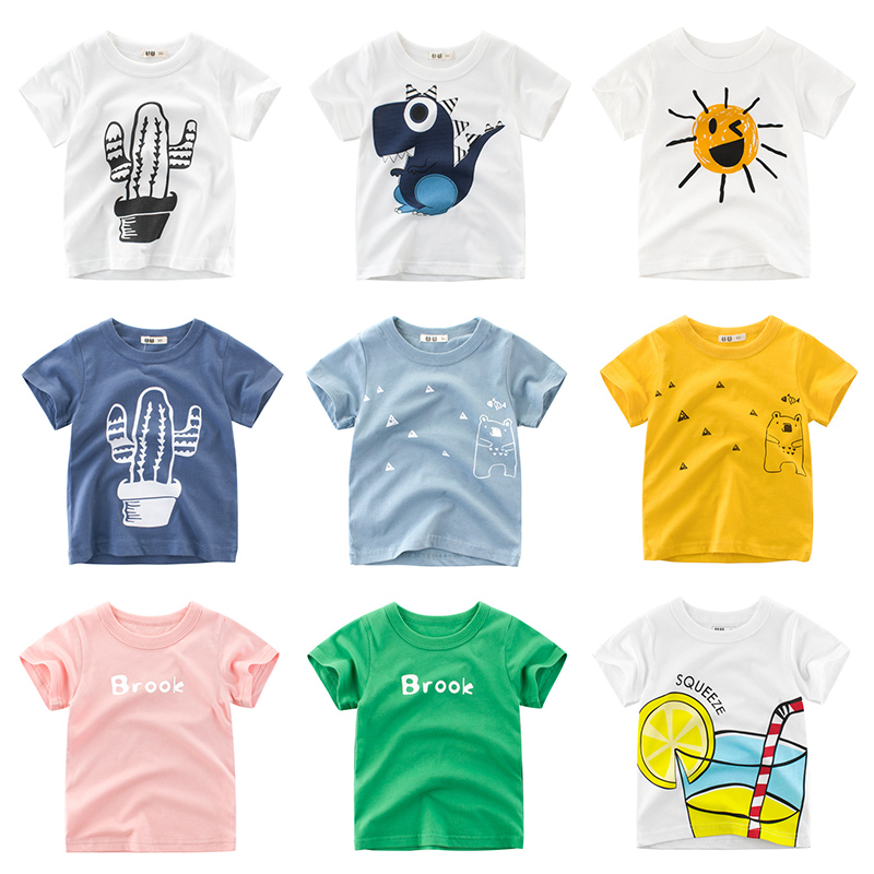 

Boys T Shirt Girls Kids Children Tops Cotton Clothing Short Sleeves Summer Clothes Print Cartoon Tee White Yellow Orange Blue, 9935