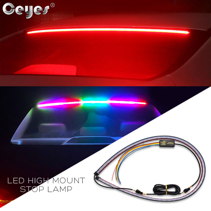 

Ceyes Car Styling Unverisal Additional Stop Light Brake LED Strip Trunk Tail Running Turn Signal Lamp Auto Accessories Lights, As pic