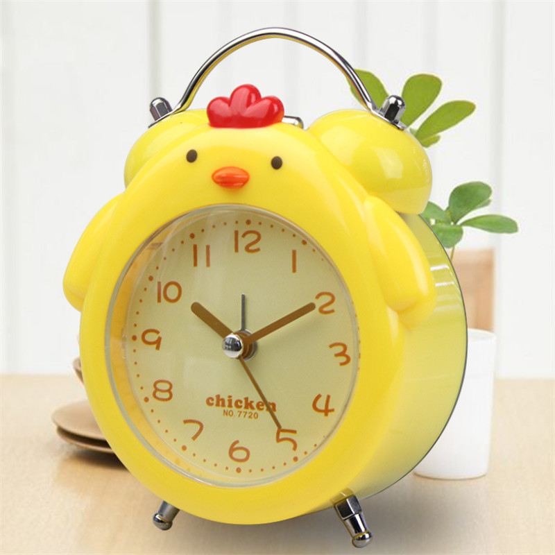 

Creative Cute Cartoon Chick Shape Alarm Clock Bedroom Bedside Silent Night Light Alarm Clock Office Luminous Table