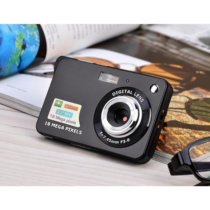

Digital Camera Mini Pocket Camera 18MP 2.7 Inch LCD Screen 8x Zoom Smile Capture Anti-Shake with Battery