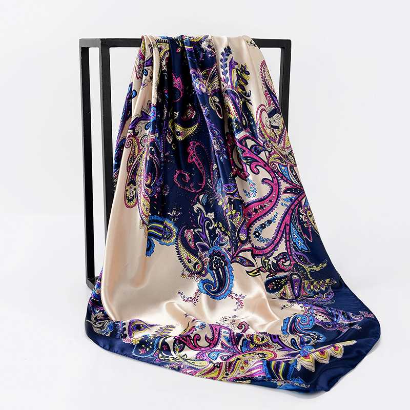 

37 style Hijab Scarf Women faux Satin Silk Scarfs foulard Square Head Wraps 2020 New Fashion Shawl 90*90cm