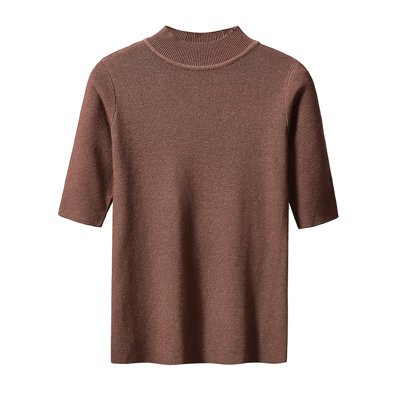 

2020 Autumn Winter Women Sweaters Half Sleeve Ins Women Turtleneck Knit Sweaters, Beige