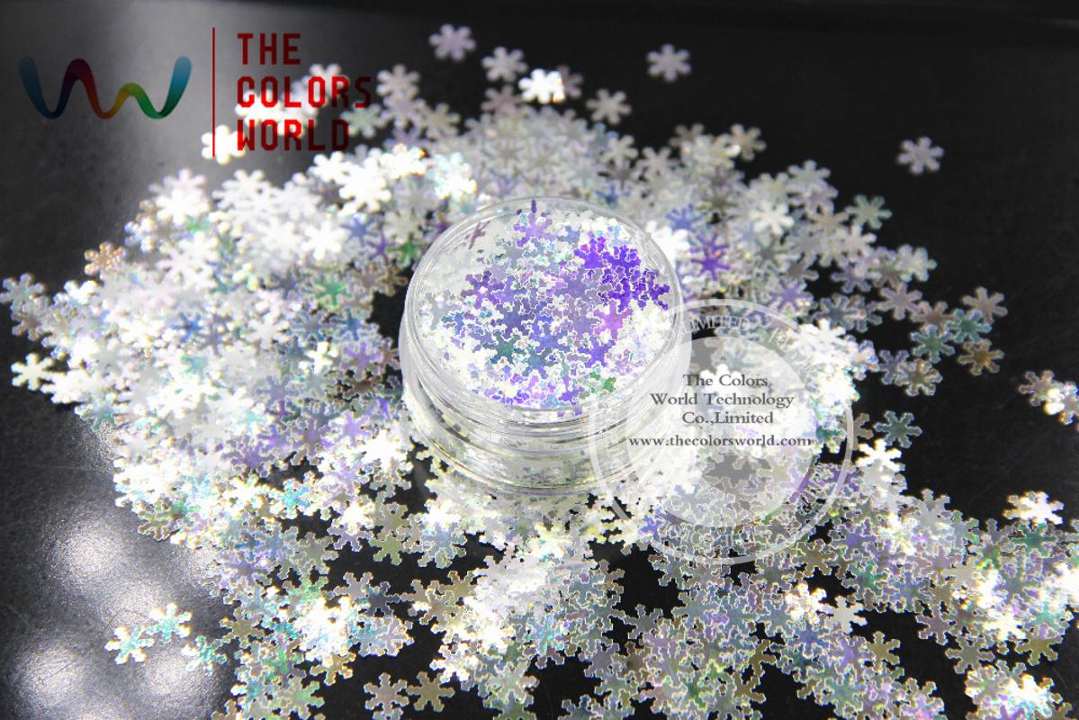 

TCR6321A White with blue light shinning colors glitter Snowflake shapes 6MM size amazing sparkles for Nail Art and DIY supplies