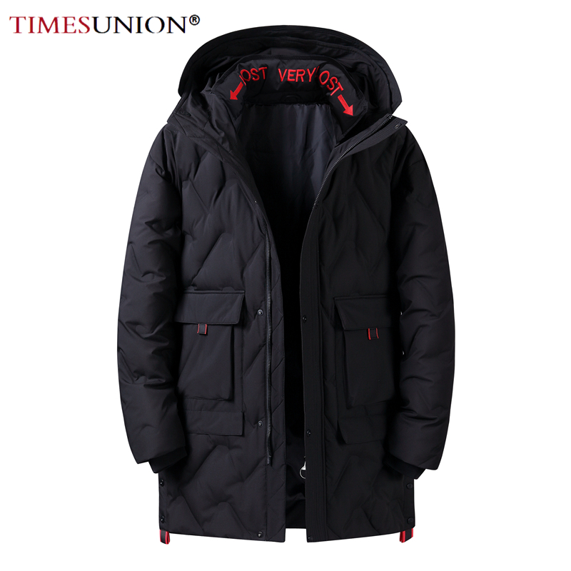 

30 degrees Warm Fashion Thick Mid-length Style Men Winter Jacket 90% White Duck Down Jacket Men Black Slim Parkas