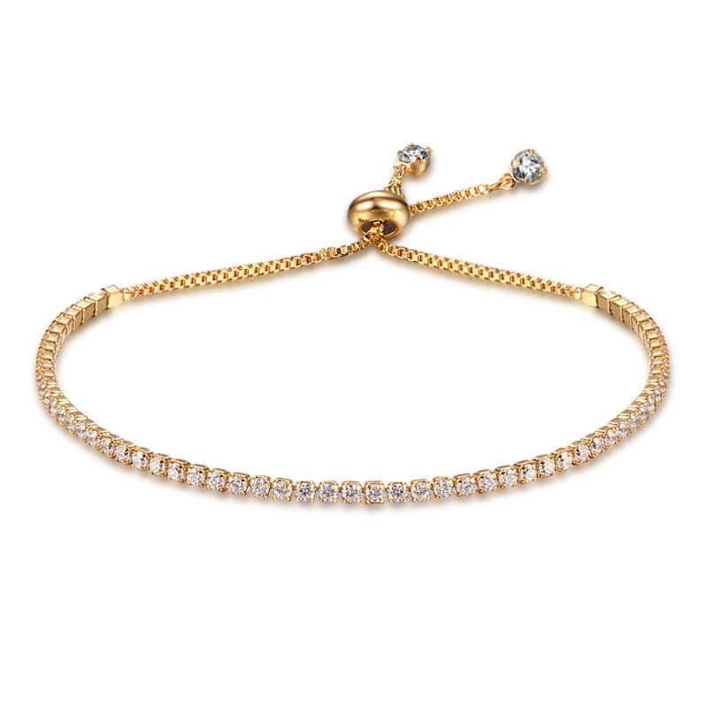 

Bracelets For Women 2 Color Cubic Zirconia Bracelet & Bangles Crystal Zircon Stones Adjustable Silver/ Gold Color Bracelets