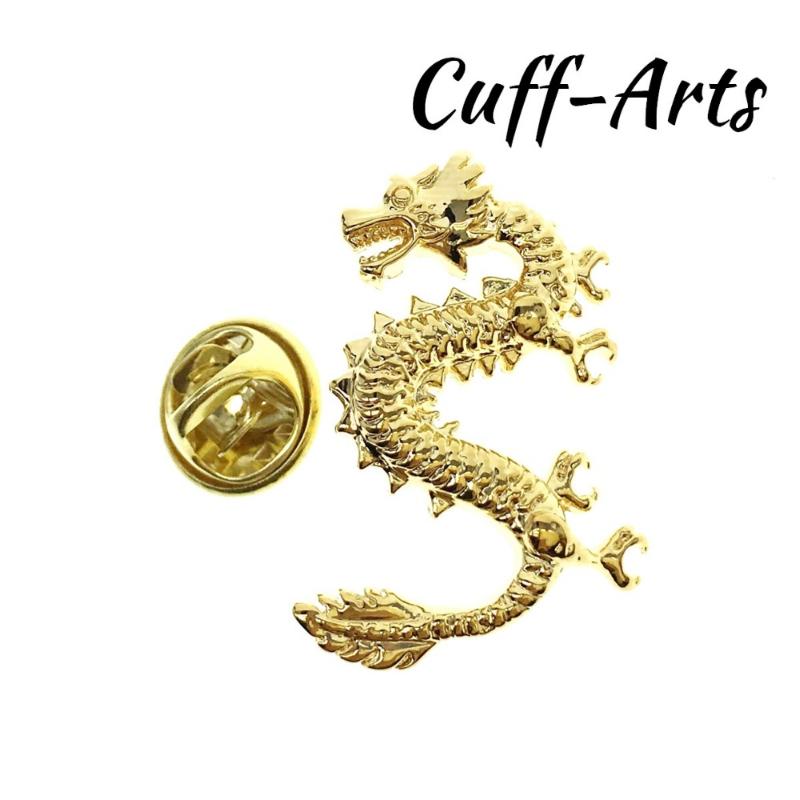 

Cuffarts Lapel Pin Gold Lucky Dragon Lapel Pin Pride Men Accessories Brooch Hijab Pins Enamel Broche P10075