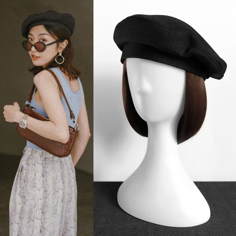 

Newsboy material black female painter hat spring, summer, breathe freely leisure hat fashion buds joker beret savi with cap