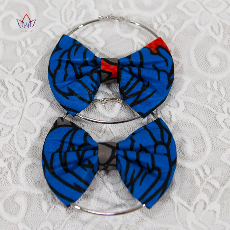 

2020 African Earrings Fashion Women Africa Handmade Statement Circle Jewellery Print Wax Fabric Accessories WYA078, Silver